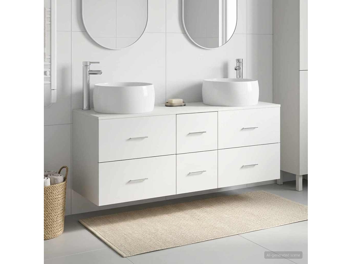 Vidaxl Conjunto De Móveis Para Banheiro 3 Unid. Branco
