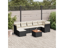 Vidaxl 8 Pcs Conjunto Sofás De Jardim Com Almofadões Vime Pe Preto