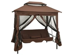 Vidaxl Gazebo Com Baloiço Conversível Cor Café