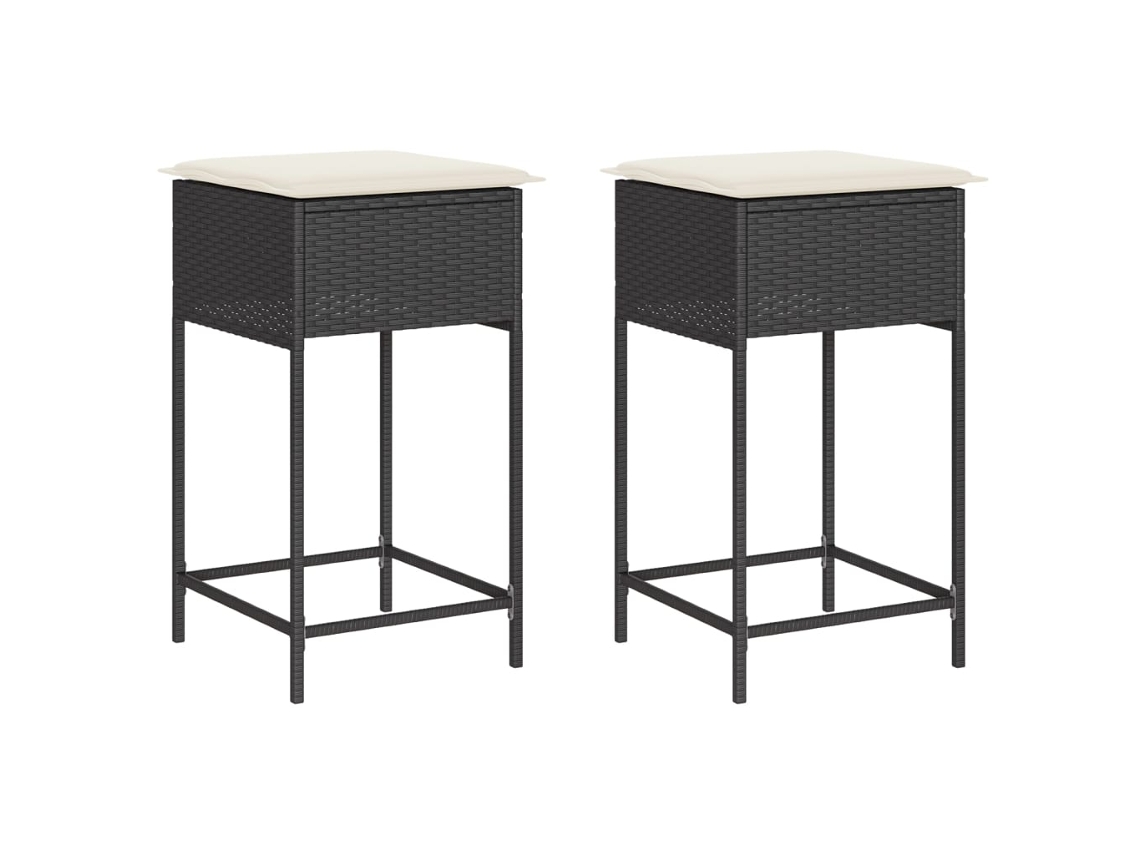Maison Exclusive - Bancos De Bar Com Almofadões Para Jardim 2 Pcs Vime Pe Preto
