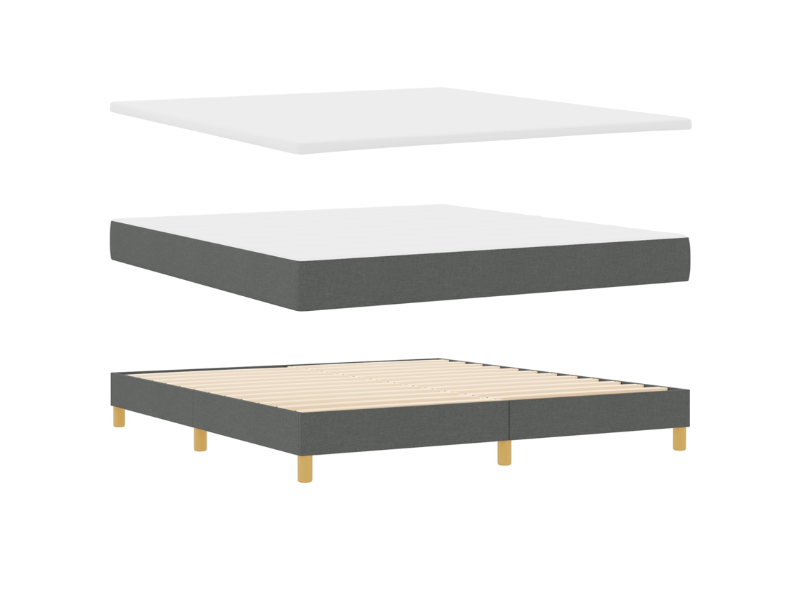Cama Bospring Com Colchão Cinza Escuro De Tecido Vidaxl Cinzento
