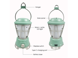 Lâmpada Solar Vintage para Jardim e Camping