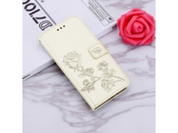 Capa De Celular De Couro Sintético Com Relevo De Rosa