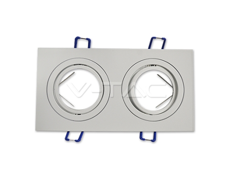 Aro de Encastrar Quadrado Orientável Branco Duplo