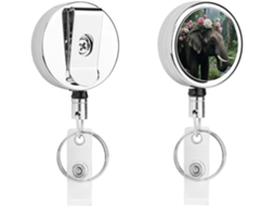 Porta Crachá Retrátil Em Formato De Elefante, Moderno E Durável, Em Metal, Com Cordão De Nylon De 68cm, Ideal Para
