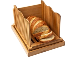 Cortador De Pão Caseiro De Bambu Plegável Com Guias Ajustáveis E Recipiente De Migas Compacto