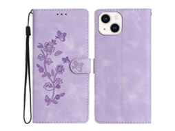 Capa Tipo Carteira De Couro Sintético Com Estampa De Flores E Suporte Para Iphone 13 De 6,1 Polegadas