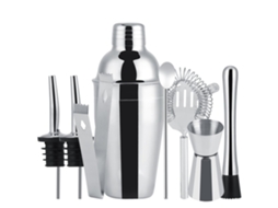 Conjunto De Coquetel De 8 Peças, Para Bar, Coqueteleira De 550ml, Aço Inoxidável Prateado