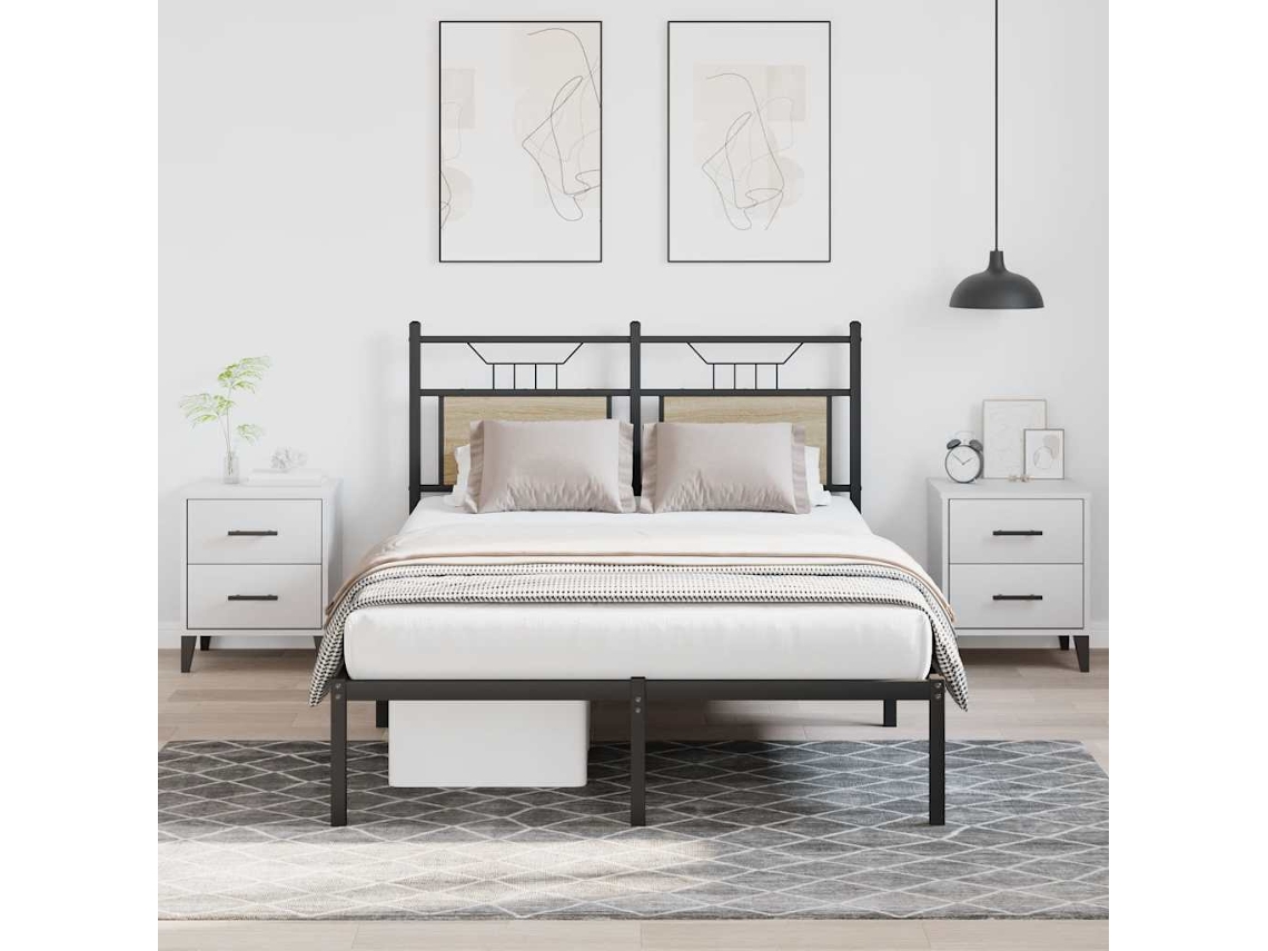 Vidaxl Estrutura Cama S/ Colchão Derivados De Madeira Carvalho Sonoma