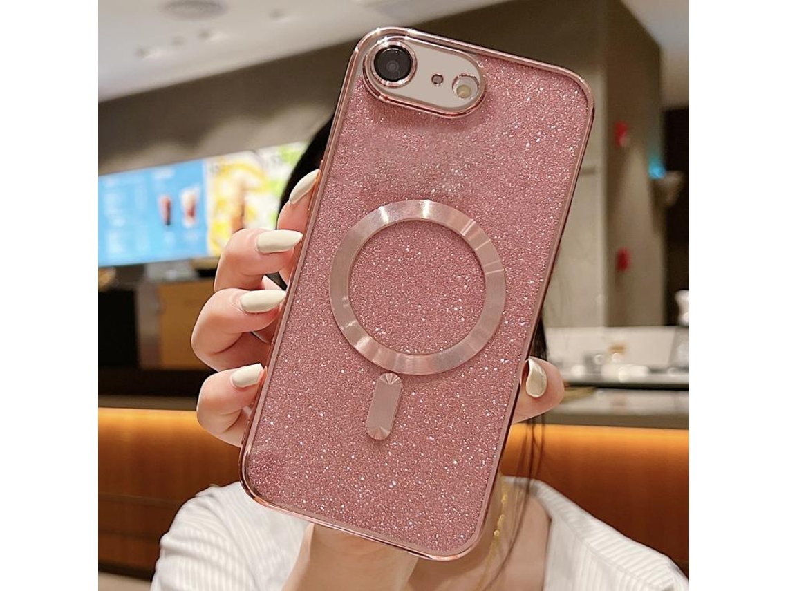Capa De Tpu Para Iphone 16e - Glitter - Acabamento Eletroplástico - Magsafe