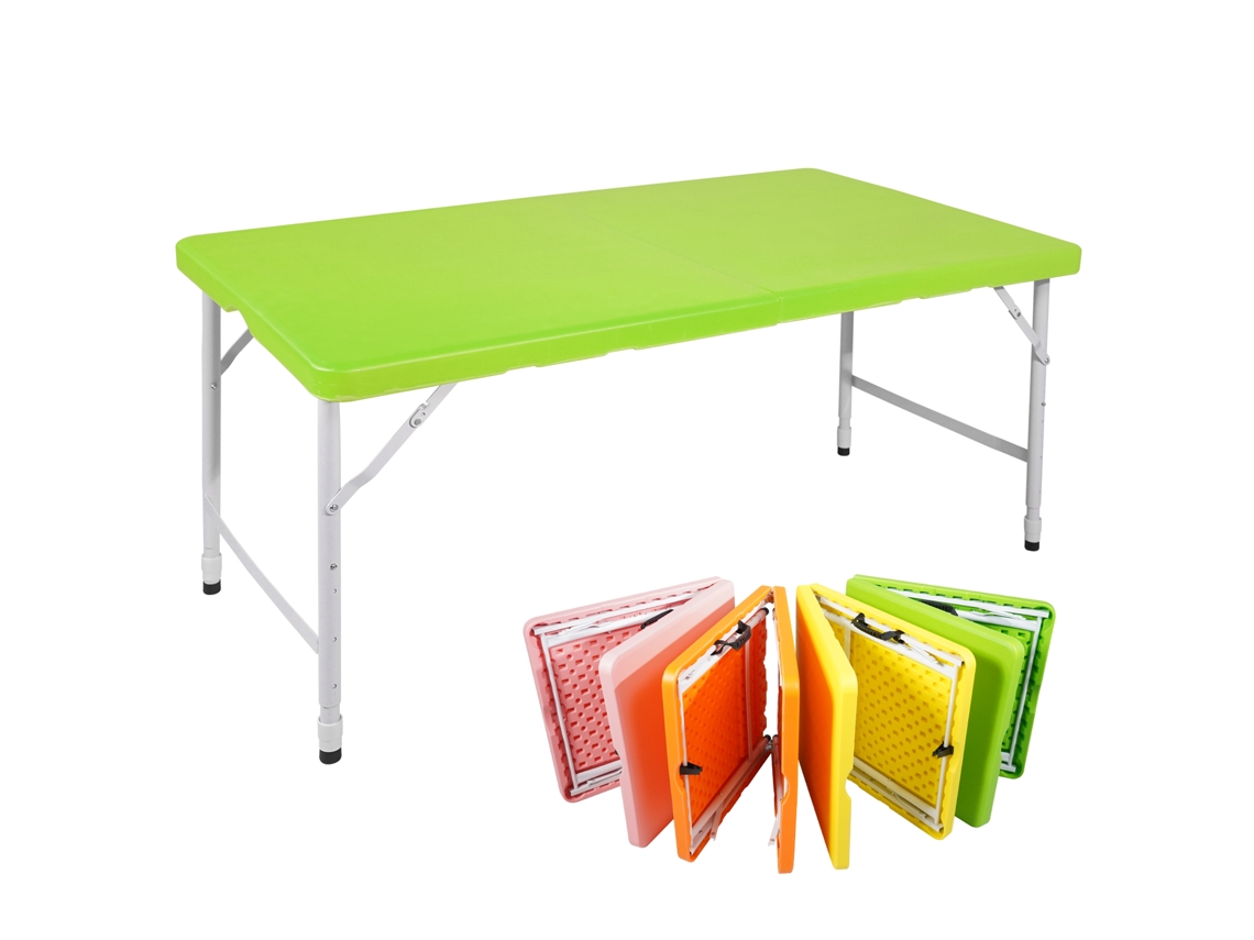 Mesa Dobrável Verde 125cm, Altura Ajustável, 135kg. Cs