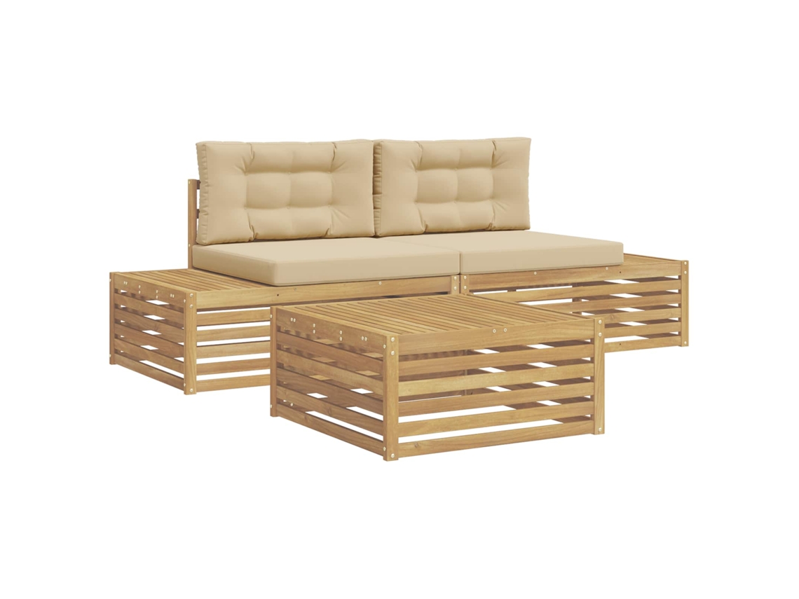 Maison Exclusive - 4 Unid. Conjunto De Sofás Para Exterior Poliéster Branco