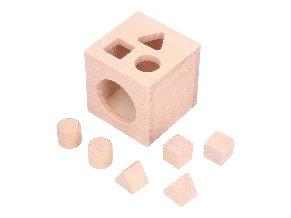 Blocos de Aprendizagem Inicial para Crianças - Cubo de Madeira para Classificação de Formas Geométricas