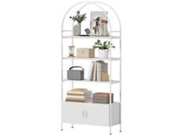 Prateleira Arqueada 80x30x187cm Com 4 Andares E Armário Porta Dupla, Branca