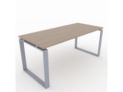 Secretária para Teletrabalho Escritório Casa Estrutura Fechada Cor Cinzenta Prateada Tábua de Madeira Cor Olmo 180X80Cm Fabricado em Espanha OFICIT