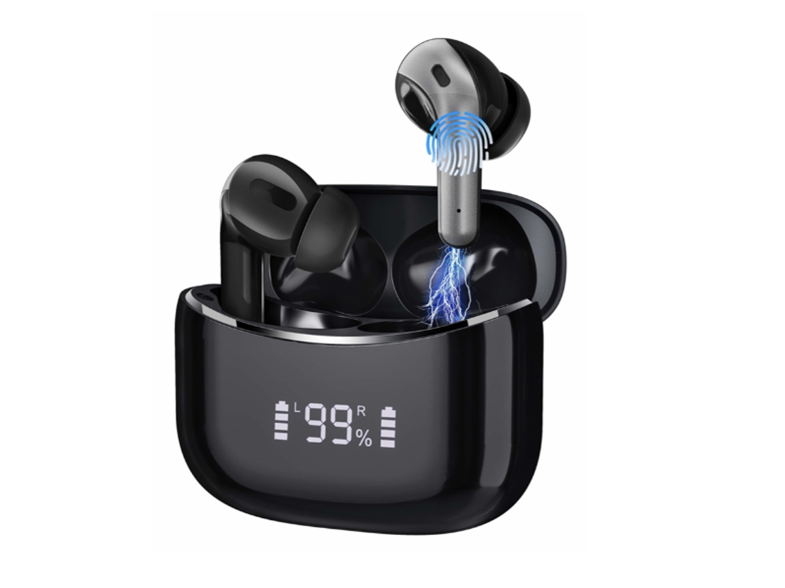 Microfone Tws Controle Toque Yizhood Bluetooth Preto