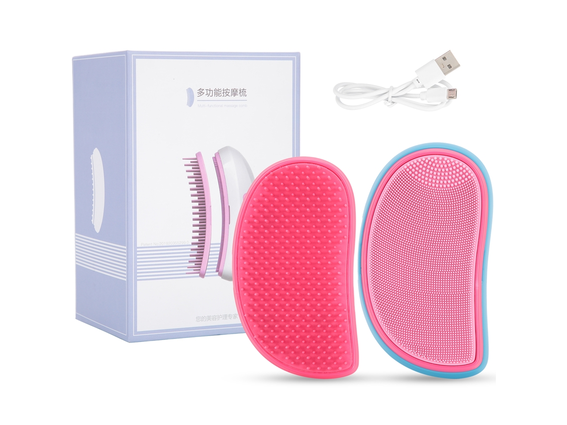 Escova de limpeza facial elétrica portátil 2 em 1 multifuncional com massagem, vermelha e azul, modelo 2026.