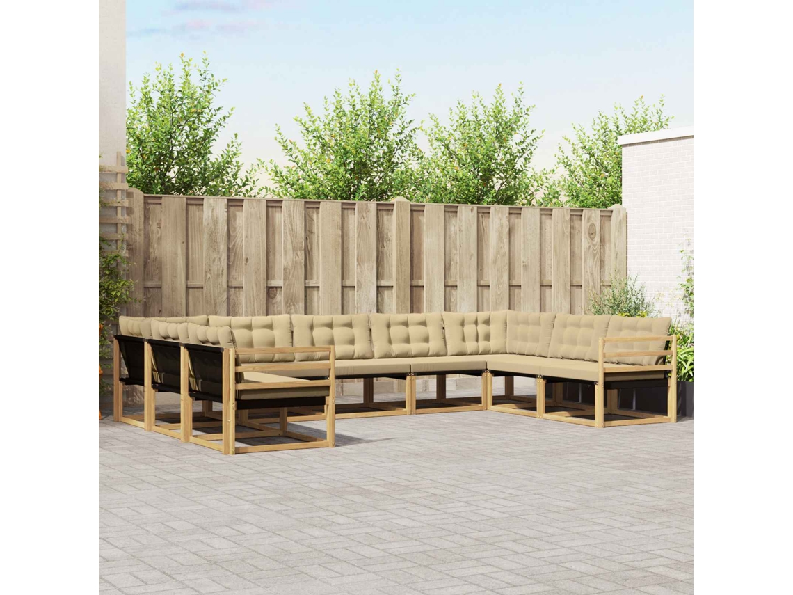 Vidaxl Conjunto De Sofás Para Exterior 9 Unid. Branco E Bege