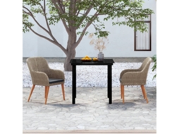 Vidaxl 3 Pcs Conjunto De Jantar Para Jardim Com Almofadões Castanho