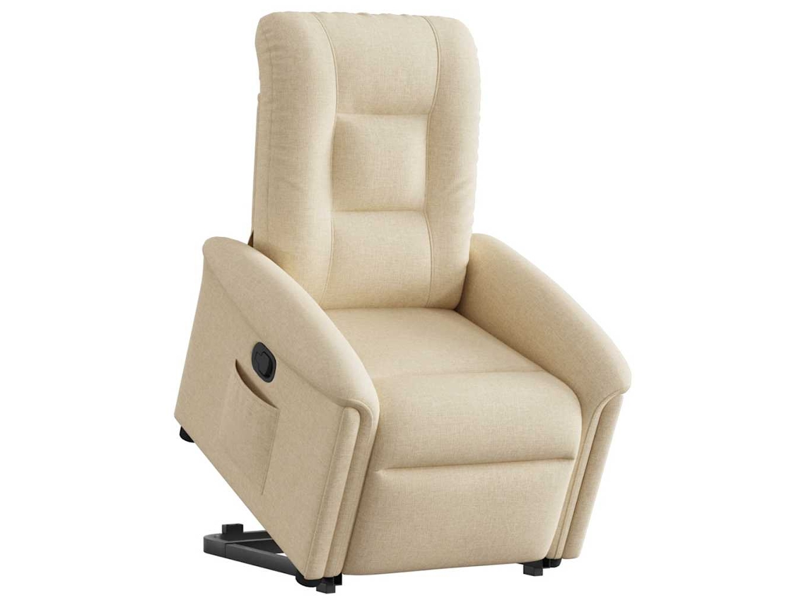 Vidaxl Poltrona Reclinável Elevatória Tecido Cor Creme