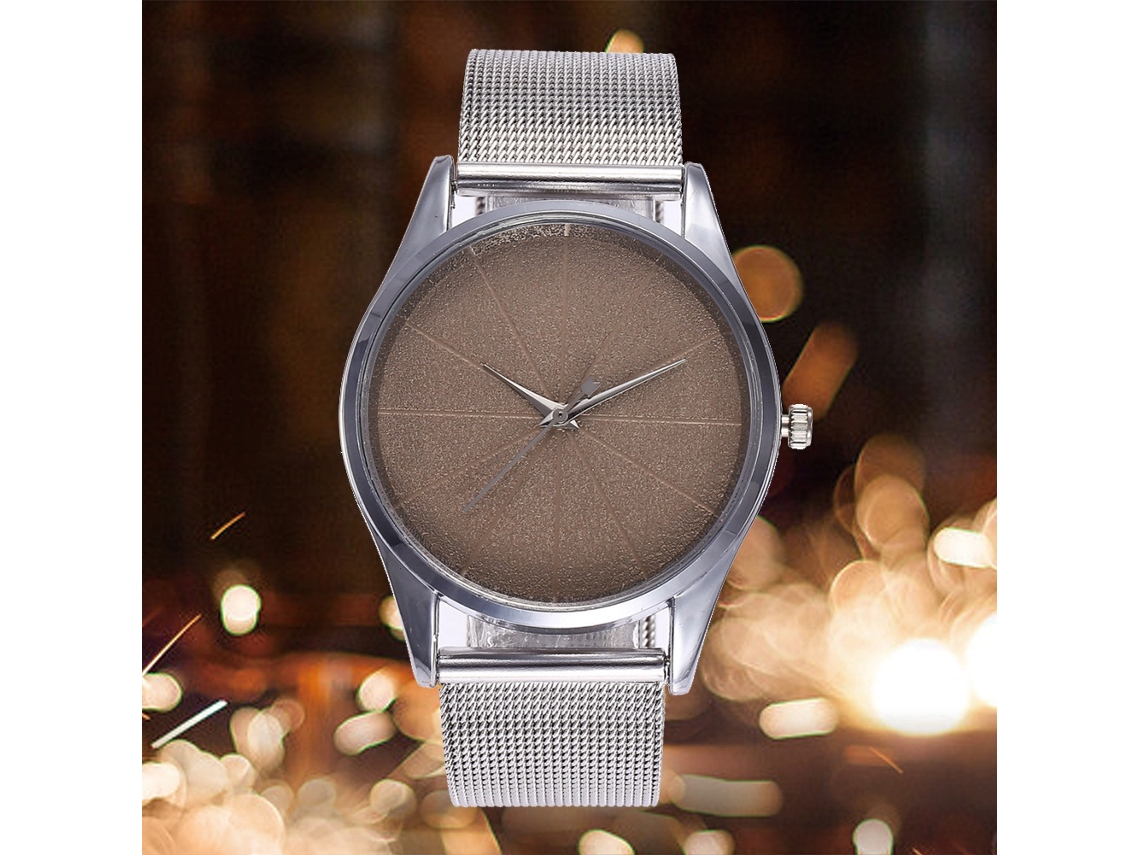 Reloj De Cuartzo Para Parejas Unisex Con Correa De Malla Acero (café)