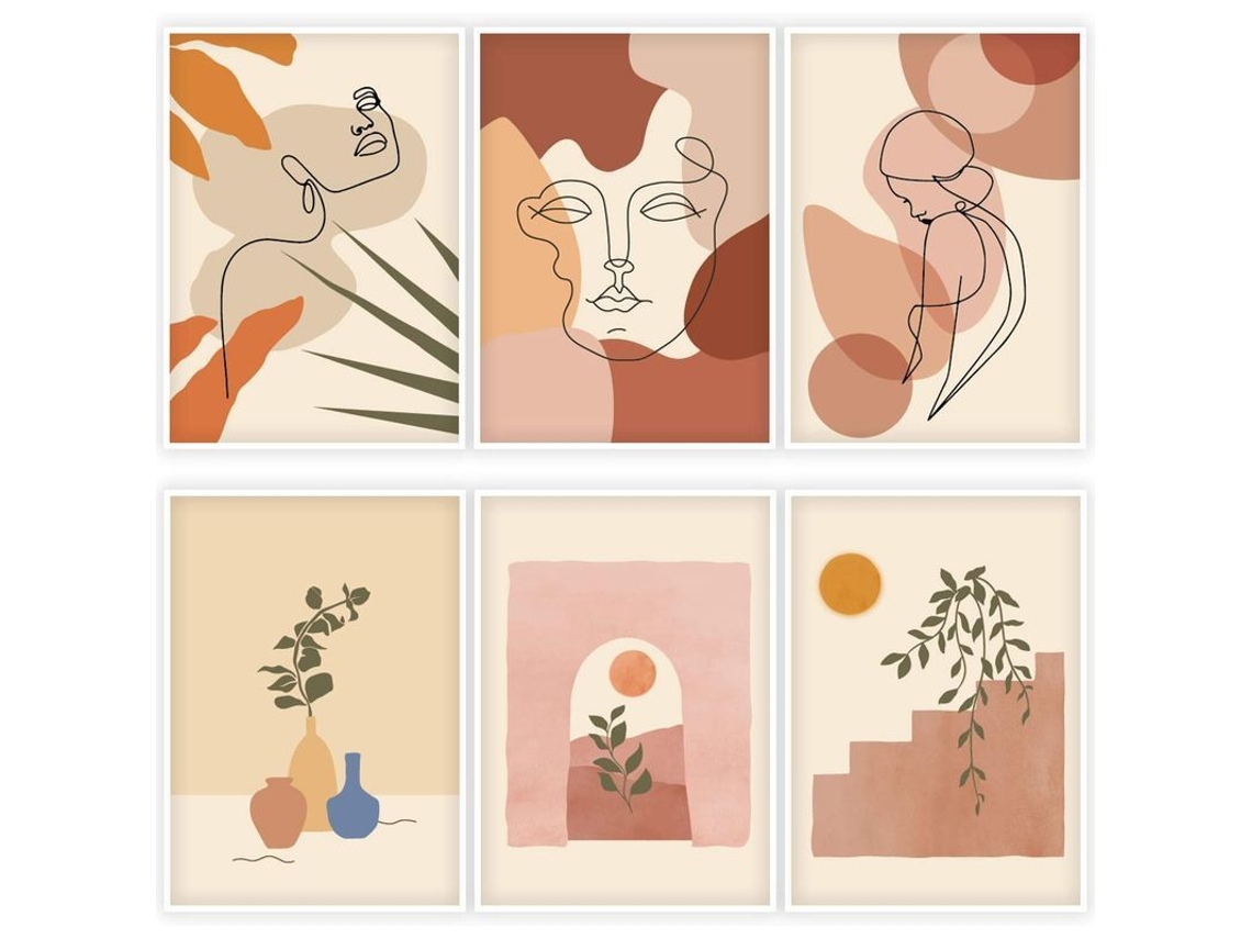 Arte De Línea Abstracto, Póster Minimalista De Arte Pared, Dibujo Mujer Cara Impermeable