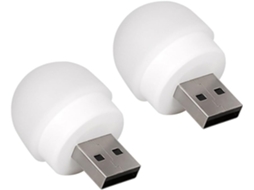 Mini Luminária Noturna Led Usb Compacta Em Abs, Pacote Com 2 Unidades,