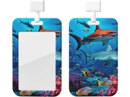 Porta Crachá Com Estampa De Peixe, Tubarão E Coral, Com Cordão, Capa Plástica Impermeável Crachás, Estojo Protetor