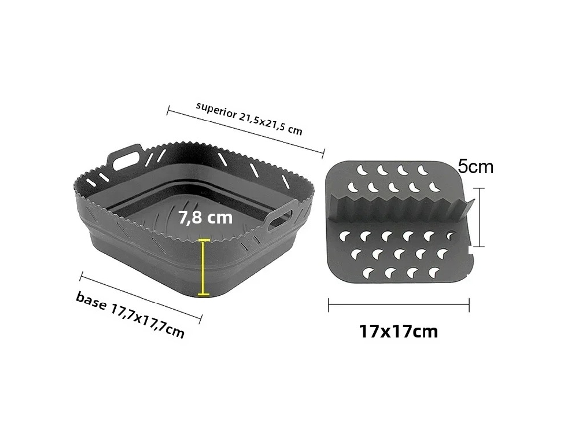 Tapete de Silicone Cinza para Fritadeira a Ar, Recipiente de Cozimento Dobrável e Reutilizável MDUG