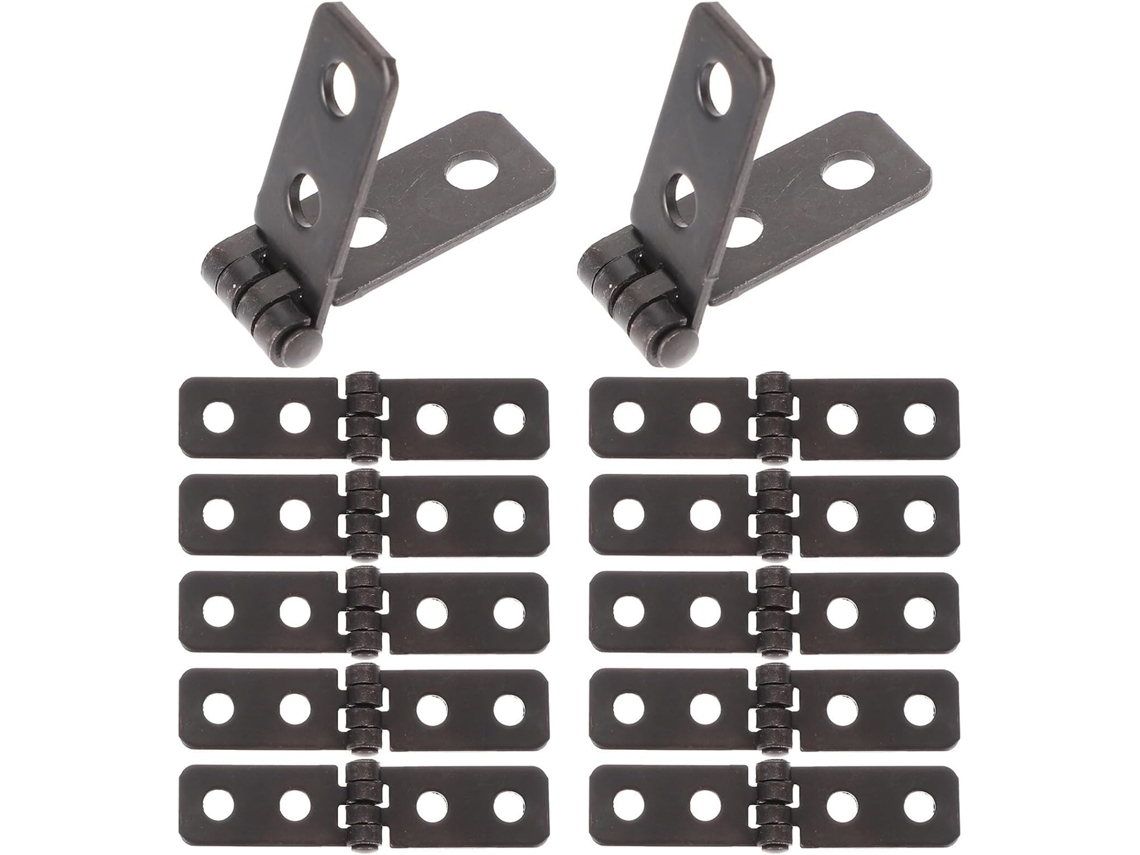 Conjunto De 12 Dobradiças Pequenas Dobráveis Ferro Preto Para