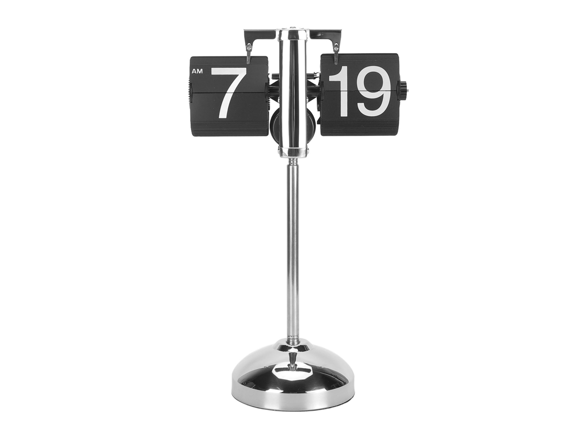 Relógio De Mesa Digital Flip Aço Inox 304 Bateria Preto