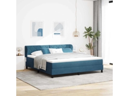 Vidaxl Cama Box Com Cabeceira Azul Escuro 180 X 200 Cm Veludo