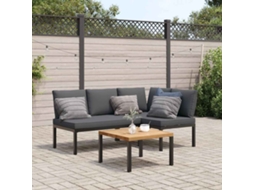 Pcs Conjunto De Sofás P/ Jardim C/ Almofadões Alumínio Preto Dkd Home Decor