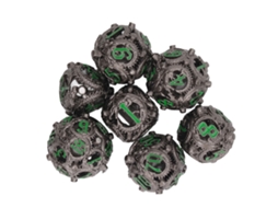 Mali conjunto de Dados de Cobre Oco Poliédrico Gravado Equilibrado Portátil para Jogos de Tabuleiro 7pcs