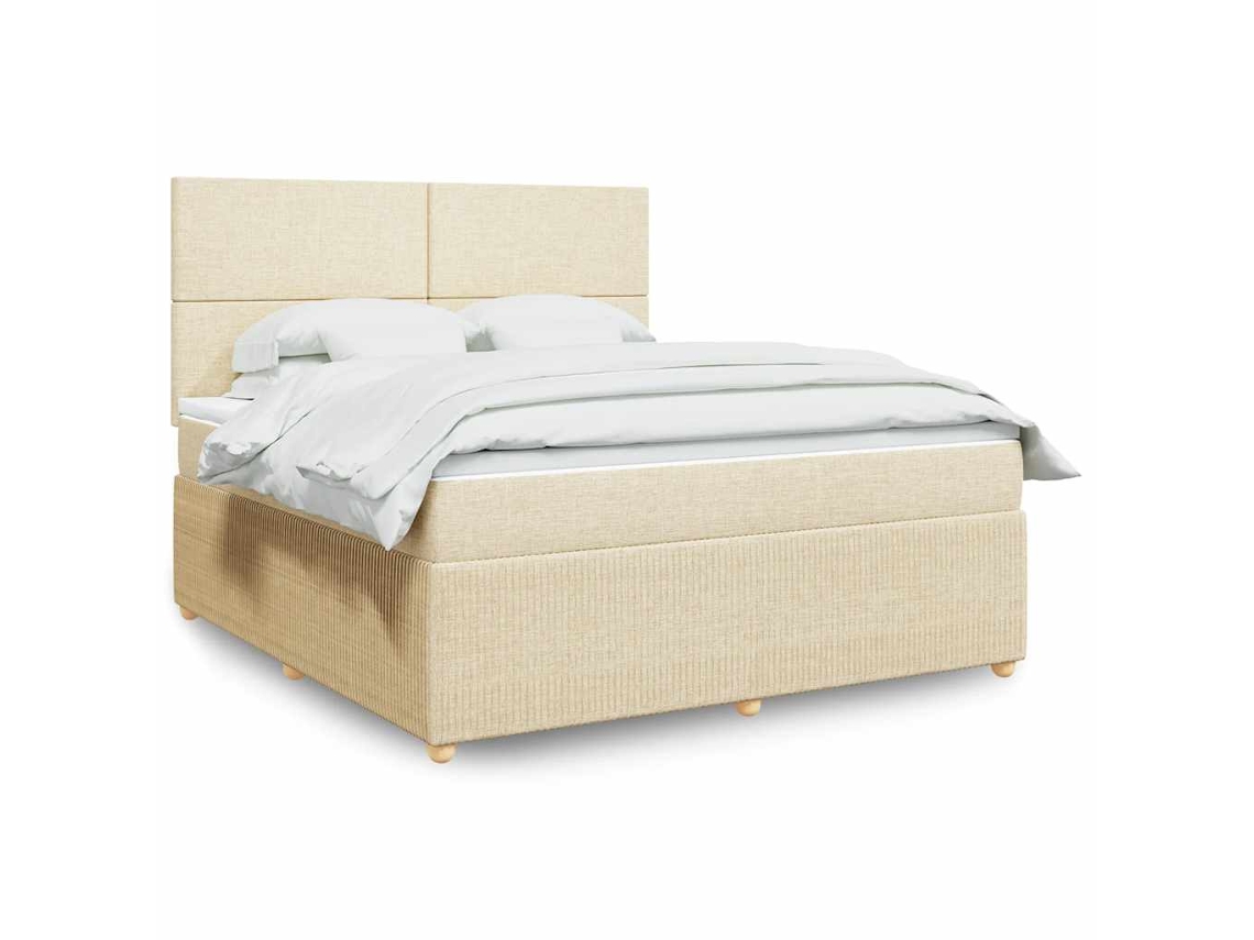 Vidaxl Cama Com Molas/colchão 180x200 Cm Tecido Cor Creme