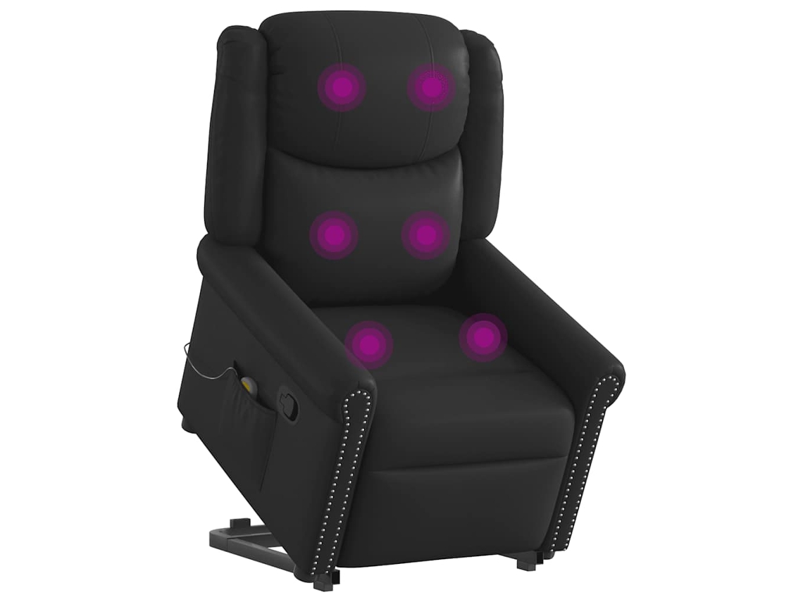 Vidaxl Poltrona Massagens Reclinável Elevatória Couro Artificial