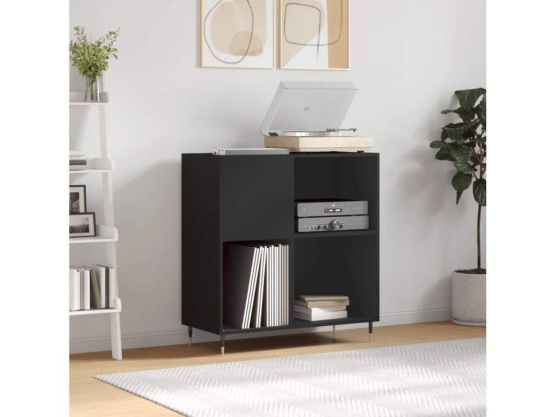Vidaxl Armário Para Discos 84,5x38x89 Cm Derivados De Madeira Preto