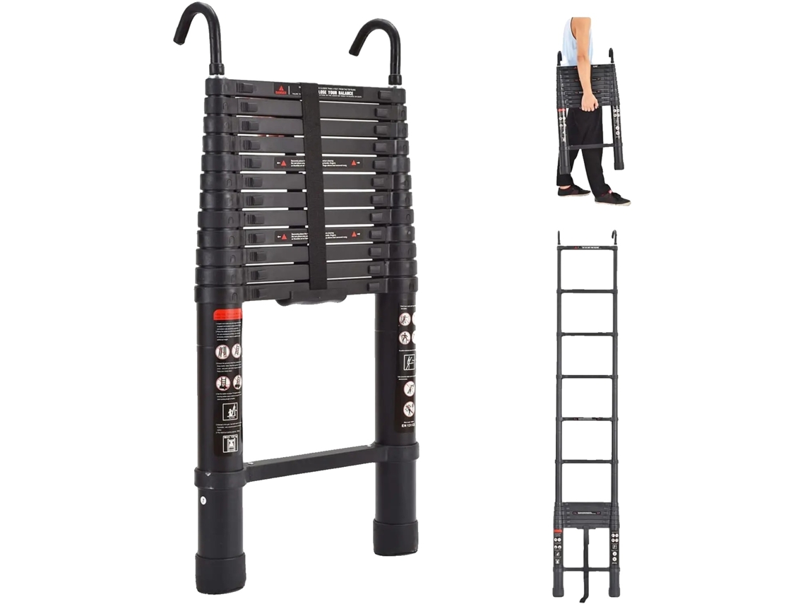 Escada telescópica, altura ajustável, design antiderrapante, 20,3 pés (6,2 m) OEM