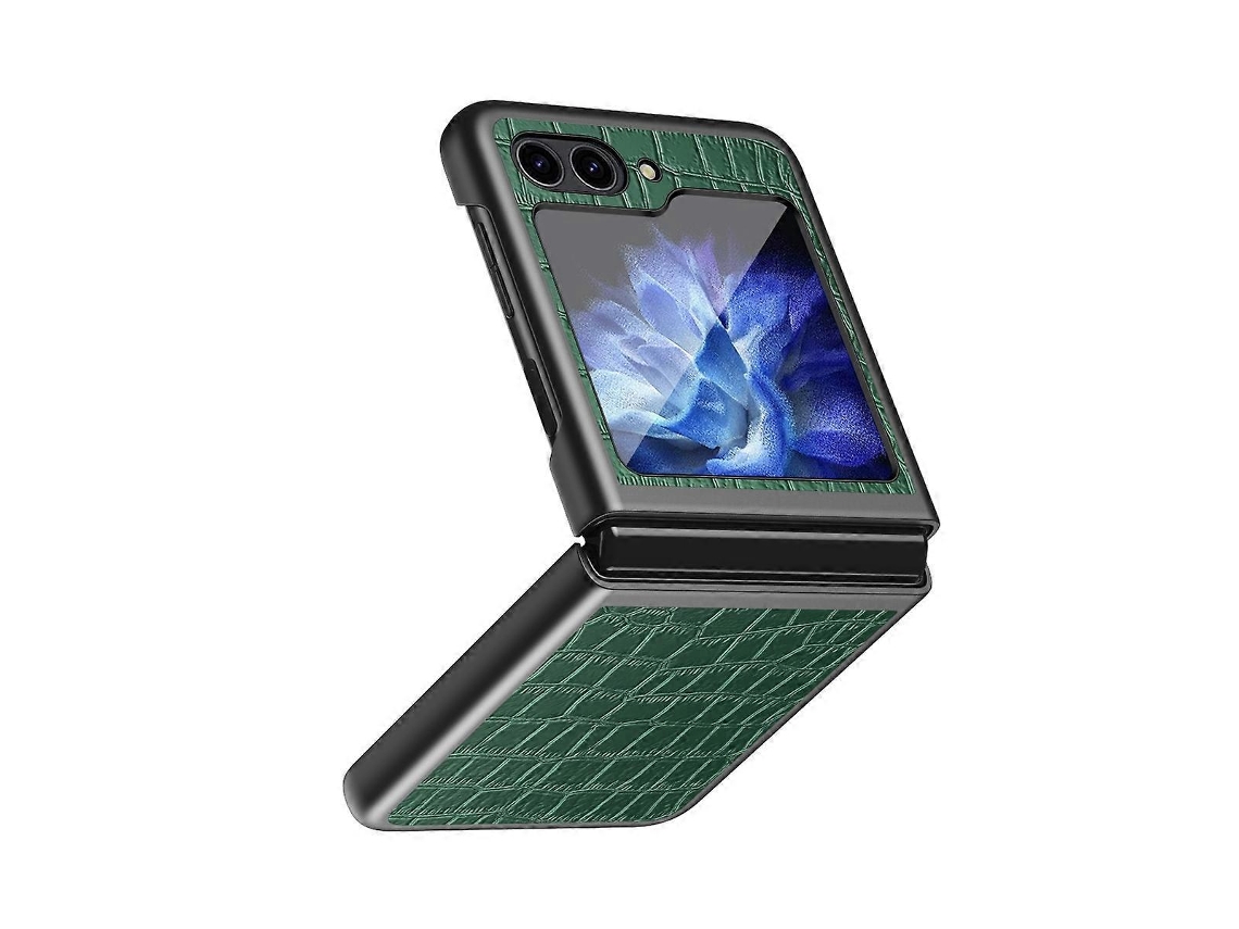 Capa Protetora Dobrável De Couro Com Textura De Crocodilo Para Samsung Galaxy Z Flip5