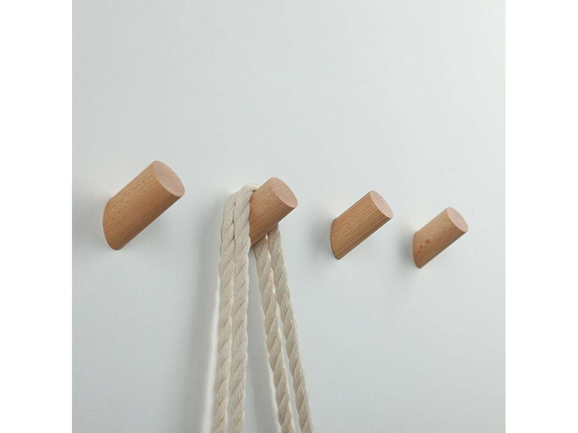 Conjunto De 5 Cabides De Madeira Natural Para Roupas, Chapéus E Bolsas