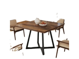 Mesa De Jantar, Design Rústico Industrial, Para 4 Pessoas, Marrom