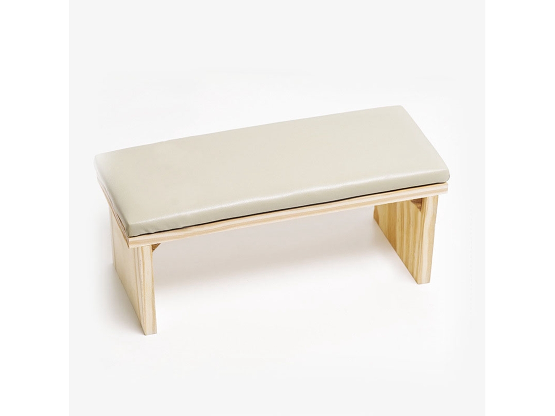 Reposo De Brazo Para Uñas Estilo Japonés Almohada De Mano De Manicuría Suave Cuero Pu Madera Capa Doble Gris Leche