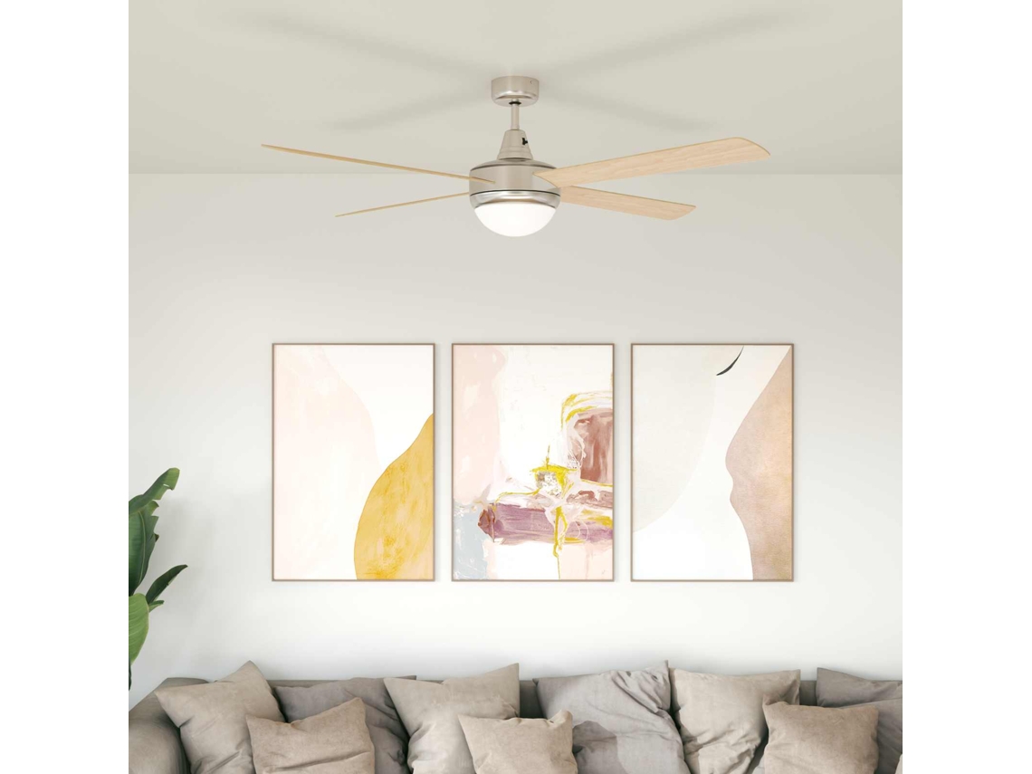 Vidaxl Ventoinha De Teto Com Luz E Controle Remoto Ø 130 Cm Sonoma