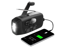 Rádio de Emergência com Manivela Preta, Células Solares, Lanterna e Bateria Externa de 2000mah, Ideal para Sobrevivência AQUAFORGE