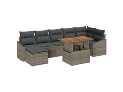 Conjunto 8 Conjunto De Jantar De Jardim Vidaxl Cinzento Vime Pe (100 X 55 X 73 Cm)