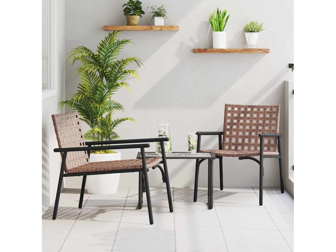Vidaxl Cadeira De Jardim 2 Unid. Castanho Vime Pe