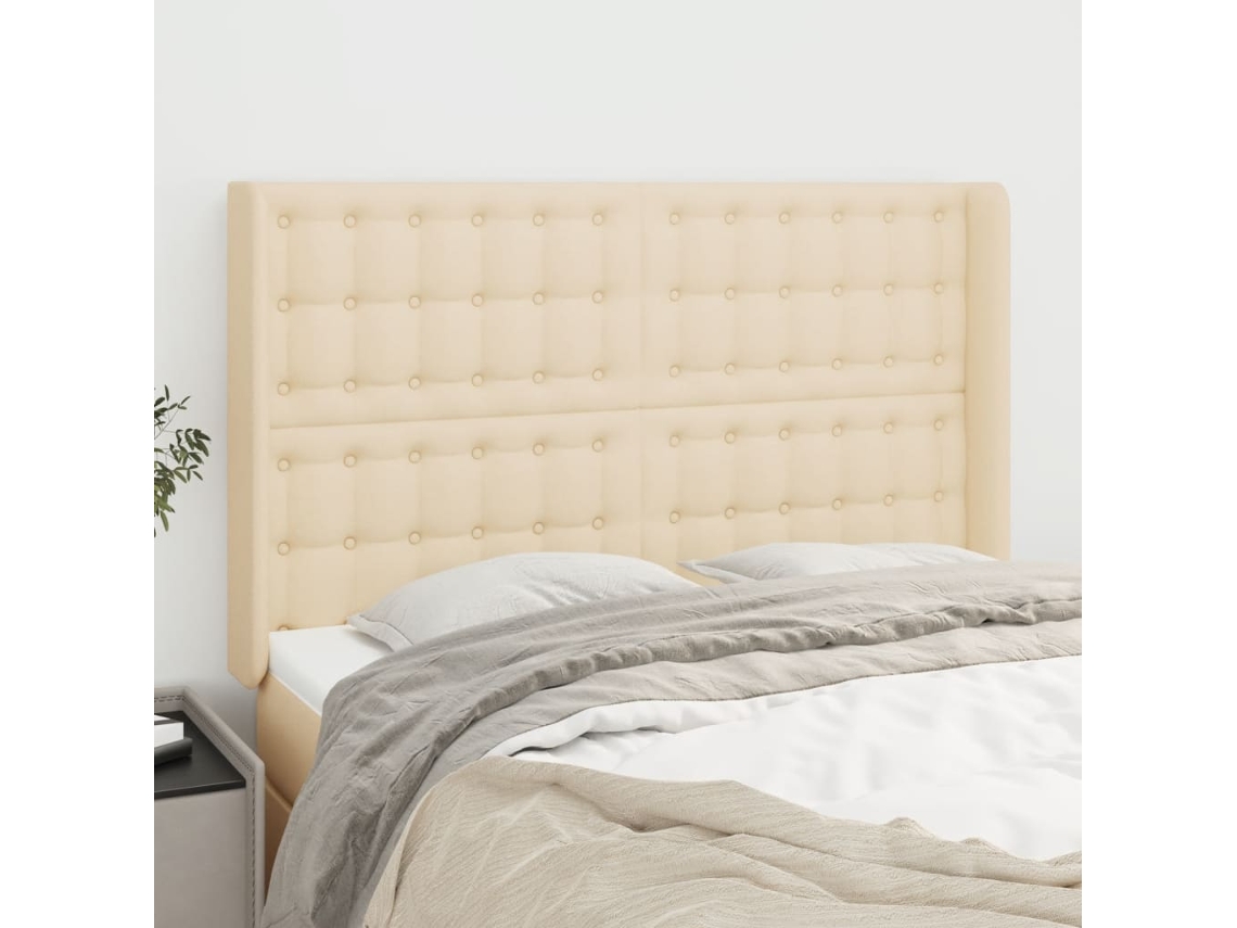 Cabecero con Alas de Tela 147x16x118/128 Cm Crema