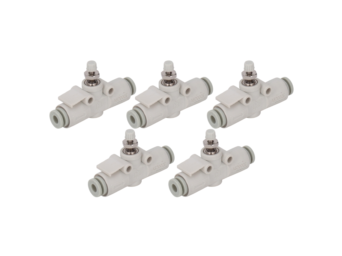 5 Peças Válvula De Restrição Pneumática Pvc Reta Ajustável Para Tubo De 4mm