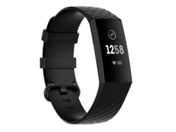 Lurelia Pulseira De Relógio Tpu 18 Mm Com Fivela Prateada, Compatível Fitbit Charge 4/ 3/ Se, Preto, Acabamento Moderno
