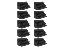 Conjunto de 10 painéis de espuma acústica de poliuretano para redução de ruído e absorção sonora.